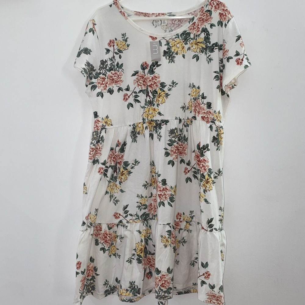 Maurice's‎ Plus XXL White Floral Dress Short Sleeve